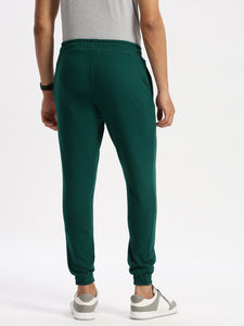 Regular Fit Aventurine Mid Rise Fleece Cotton Joggers