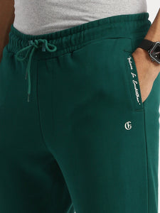 Regular Fit Aventurine Mid Rise Fleece Cotton Joggers