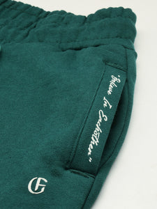 Regular Fit Aventurine Mid Rise Fleece Cotton Joggers