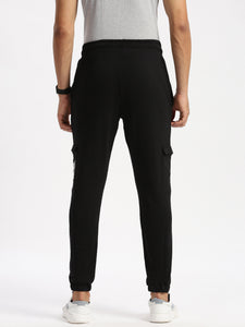 Regular Fit Black Mid Rise Joggers