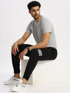 Regular Fit Black Mid Rise Joggers