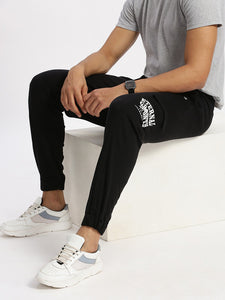 Regular Fit Black Mid Rise Joggers