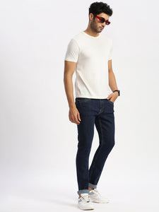 Slim Fit Mid Rise Dark Navy Light Fade Jeans