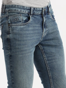 Slim Fit Mid Rise  Ice Blue Torn Jeans