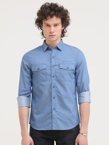 Double Pocket Cotton Melange Shirt