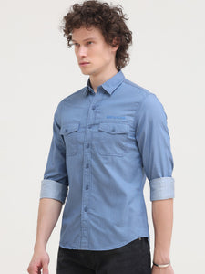 Double Pocket Cotton Melange Shirt