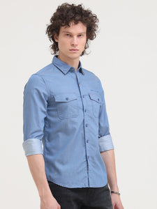 Double Pocket Cotton Melange Shirt