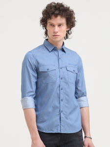 Double Pocket Cotton Melange Shirt