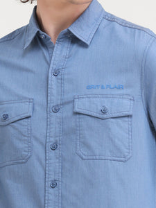 Double Pocket Cotton Melange Shirt