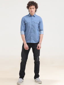 Double Pocket Cotton Melange Shirt