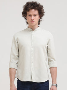 Mandarin Collar Slim Fit Solid Shirt