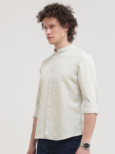 Mandarin Collar Slim Fit Solid Shirt