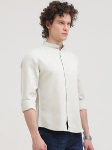 Mandarin Collar Slim Fit Solid Shirt