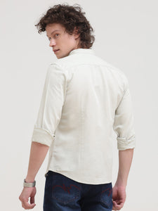 Mandarin Collar Slim Fit Solid Shirt