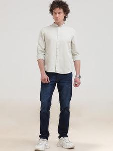 Mandarin Collar Slim Fit Solid Shirt