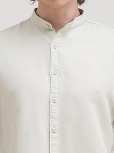 Mandarin Collar Slim Fit Solid Shirt