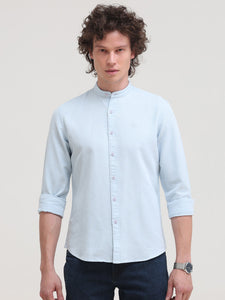 Mandarin Collar Slim Fit Solid Shirt