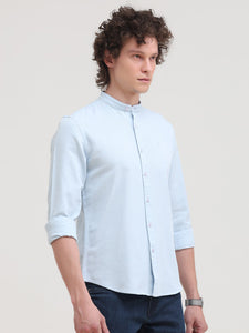 Mandarin Collar Slim Fit Solid Shirt