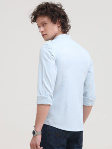 Mandarin Collar Slim Fit Solid Shirt