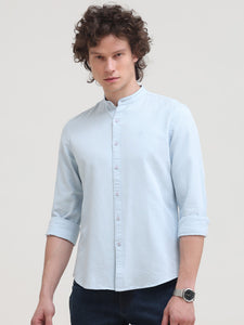 Mandarin Collar Slim Fit Solid Shirt