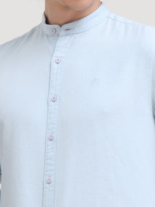 Mandarin Collar Slim Fit Solid Shirt