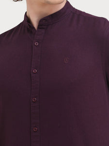 Mandarin Collar Slim Fit Solid Shirt