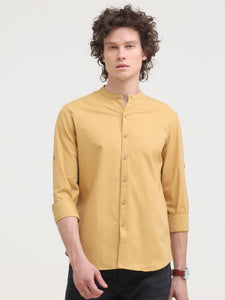 Mandarin Collar Self Dobby Shirt