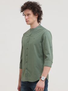 Mandarin Collar Self Dobby Shirt