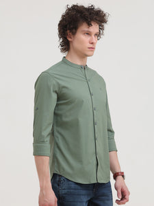 Mandarin Collar Self Dobby Shirt