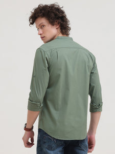 Mandarin Collar Self Dobby Shirt