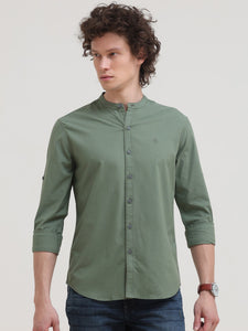 Mandarin Collar Self Dobby Shirt