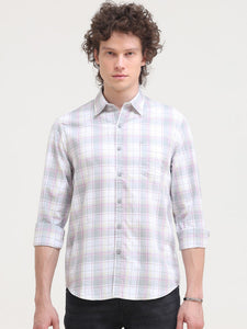 Slim Fit Checks Cotton Twill Shirt