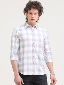 Slim Fit Checks Cotton Twill Shirt