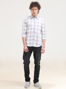 Slim Fit Checks Cotton Twill Shirt