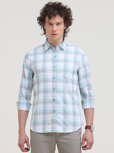 Slim Fit Checks Cotton Twill Shirt