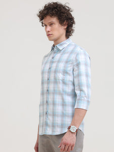 Slim Fit Checks Cotton Twill Shirt