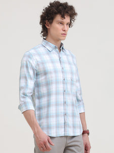 Slim Fit Checks Cotton Twill Shirt