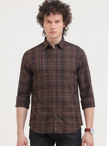 Slim Fit Checks Cotton Twill Shirt