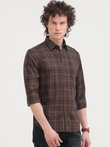 Slim Fit Checks Cotton Twill Shirt