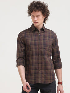 Slim Fit Checks Cotton Twill Shirt