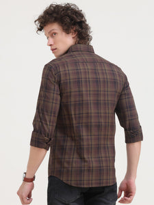 Slim Fit Checks Cotton Twill Shirt