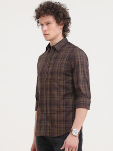 Slim Fit Checks Cotton Twill Shirt