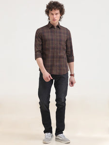 Slim Fit Checks Cotton Twill Shirt