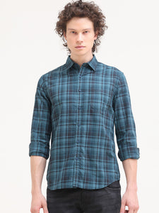 Slim Fit Checks Cotton Twill Shirt