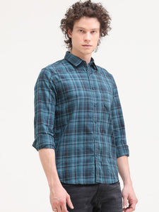 Slim Fit Checks Cotton Twill Shirt