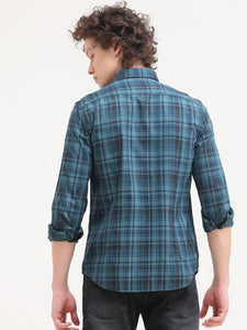 Slim Fit Checks Cotton Twill Shirt