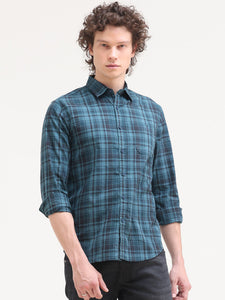 Slim Fit Checks Cotton Twill Shirt