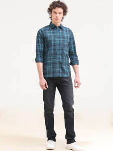 Slim Fit Checks Cotton Twill Shirt