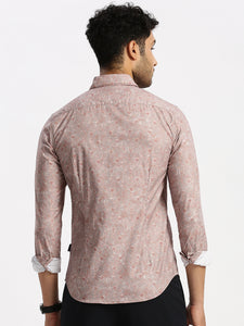 After Hours Poly Lycra Lt Grey Printed Floral Shirt