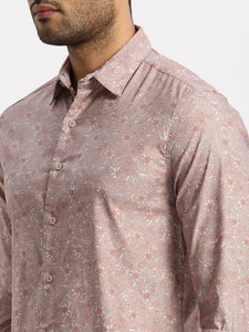 After Hours Poly Lycra Lt Grey Printed Floral Shirt